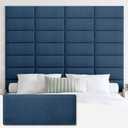 IF NOW Upholstered Wall Mounted Headboard, 3D Soundproof Wall Panels Peel and Stick for Queen Size, Reusable and Removable Tufted Bed Headboard in Navy Blue (9 Panels, 10" x 24")
