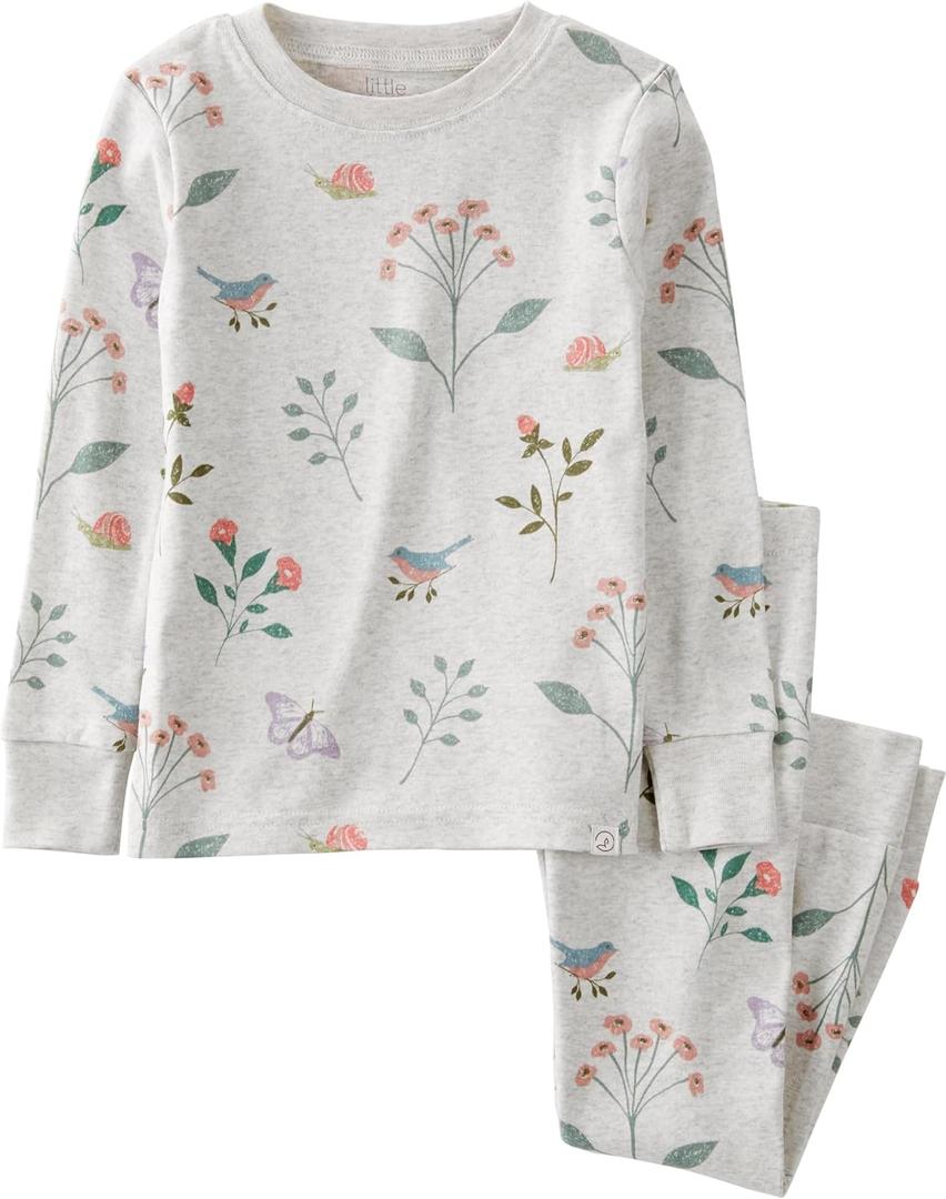 little planet by carter's Baby 2-Piece Pajamas Made with Organic Cotton, Gray Botanical, 4T