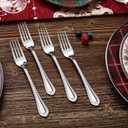 KEAWELL Pearl Edge 4-Piece Premium Fork Set, 18/10 Stainless Steel, Fine Silverware with Mirror Finish, Dishwasher Safe (4, 8" Dinner Forks)