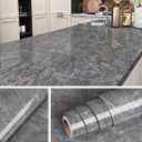 Livelynine 36" X 197" Wide Dark Grey Marble Contact Paper Waterproof Peel and Stick Countertops Marble Wallpaper Kitchen Countertop Vinyl Wrap Marble Countertop Peel & Stick Table Top Dresser Cover (36" x 197", Dark Grey Marble)