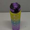 Motivational Water Bottle, 1 Litre, Time Marker with Straw, Leakproof, BPA-Free, Multicolour Gradient