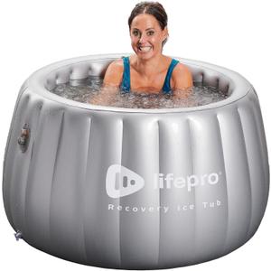 LifePro 2-Person Portable Ice Bath Tub - Self-Inflatable Cold Plunge Tub for Adults - Gray Square Ice Bath Tub