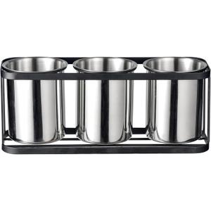 IMEEA Silverware Caddy for Countertop Kitchen Utensil Holder Stainless Steel Utensil Caddy Cutlery Holder with Black Metal Rack