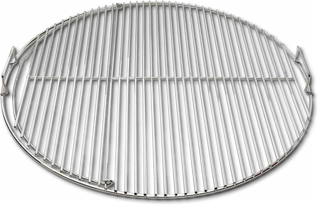 SnS Grills EasySpin Charcoal Grill Cooking Grate, 304 Stainless Steel, Large Hinged Opening, Perfect for 2-Zone Cooking, Replacement Grate Compatible with Weber & Other Grills - Fits 22 Kettles