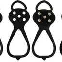 2 Pairs Snow Cleats Ice Cleats for Shoes and Boots, Universal Ice Non-Slip Shoe Spikes Anti-Skid Snow Ice Shoe Spikes with 5 Tooth Steel Nails for Hiking Walking Climbing Fishing (Child)