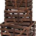 Nested Wooden Storage Crates Set of 3 (L,M,S),Farmhouse Decorative Boxes with Handles for Home Organization & Display