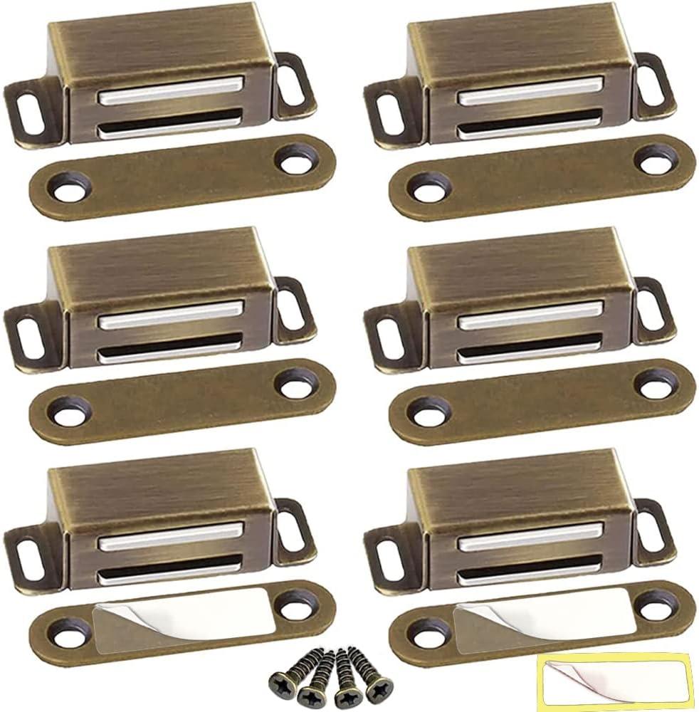 Kitchen Cabinet Magnets Closure CBRIVE 6 Pack Cabinet Magnetic Catch Cupboard Door Magnets Heavy Duty 15 lbs Metal RV Drawer Latch Closet Closing Stainless Steel Shutter Hardware Closer-Bronze
