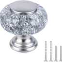 4 Pack Dresser Knobs, Silver Kitchen Crystal Cabinet Drawer Knobs, 1-3/8 Inch(36mm) Vintage Decorative Round Knobs Pulls, Easy to Install