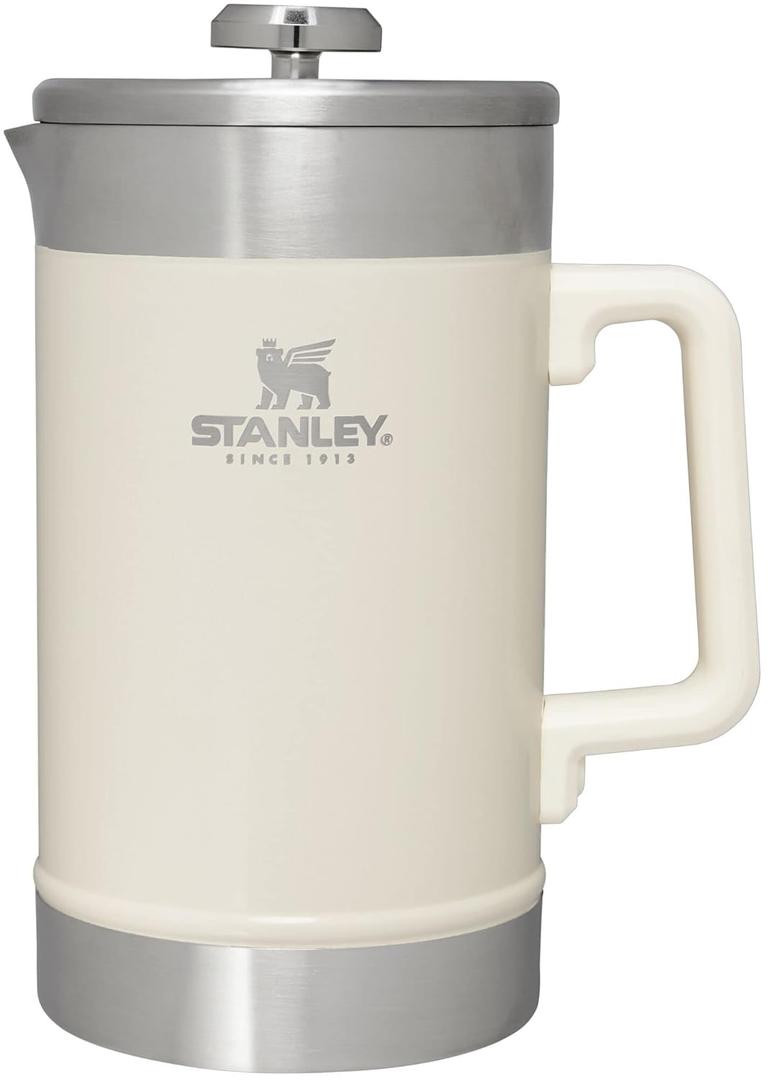 STANLEY Classic Stay-Hot French Press Coffee Maker 48 oz | 5 Minute Brew, 4 Hours Hot | Mesh Filter for Coffee Grounds | Insulated Stainless Steel French Press | BPA-Free | Cream Gloss