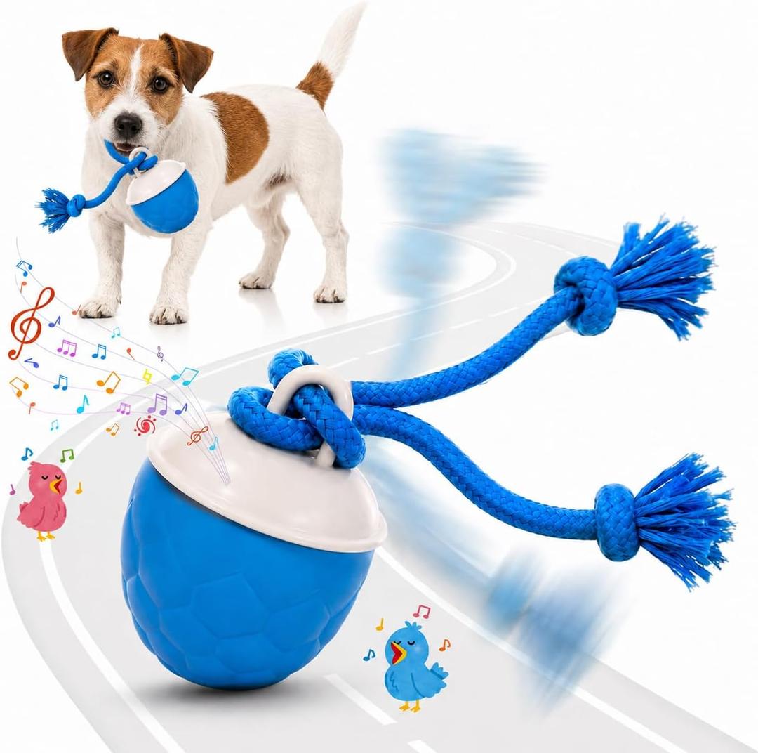 3 x Smart Self Play Pinecone Interactive Electric Automatic Moving Rotating Dog Chase Teaser Ball Toys with Rope Rechargeable Durable Stimulation for Small Medium Large Dogs to Keep Busy