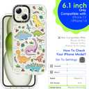 for iPhone 14 Case, [Dinosaur Land] Cool Aesthetic Pattern for Women, [11FT Military-Grade Drop Tested] Slim Crystal Clear Shockproof TPU Bumper Phone Cover, 6.1"