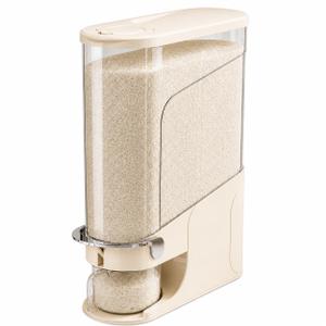 CoveCarol Rice Dispenser 22 Lb, Slim Rice Storage Container with Double Sealing Strip, Press to Dispense Cereal Container Airtight for Kitchen Pantry Organization, (Creamy Yellow-22lb)