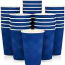 JollyPack Paper Coffee Cups, 16 oz, Blue, 60 Pack, Heat Resistant, Disposable, Ripple Wall, for Coffee, Tea, Hot Chocolate