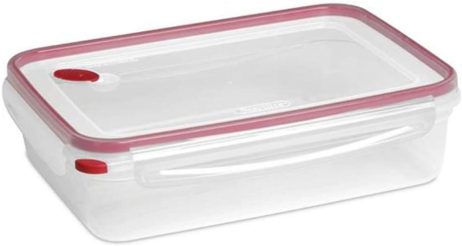 Sterilite Food Storage Container Ultra-Seal Clear Rectangular 16 Cup, Rocket Red Trim