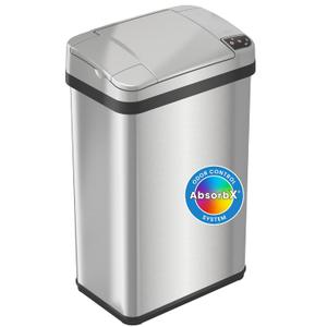 iTouchless 15 Liter / 4 Gal Sensor Bathroom Trash Can with Lid and AbsorbX Odor Filter, Stainless Steel Small Waste Basket, Includes Air Freshener Fragrance Pack, Home Office Bedroom Livingroom