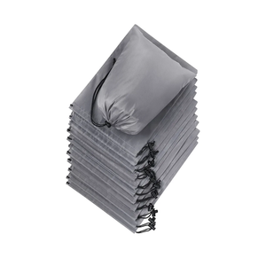 Drawstring Bag - Nylon Cinch and Ditty Stuff Pouch with Toggle (8 x 11-12 pack, Grey)