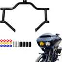 Front Engine Guard Crash Bar W/12pcs Spacer Rings for Harley Touring 09-UP | Iron Construction, Black Finish, Includes Red Blue and Yellow Spacer Rings, Fits Harley Touring Models 2009-2024