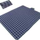 Wind Tour Waterproof Picnic Blanket with Carry Strap - Foldable Sandproof Outdoor Mat for Camping, Beach, Park -78.7" x 78.7",Navy Blue(Single Mat)
