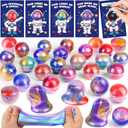 28 Pack Valentines Day Gifts for Kids Classroom, Galaxy Slime Kit Valentines Cards for Kids School Class Valentines Day Slime Fidget Toys Valentines Exchange Cards Valentines Party Favors Boys Girls