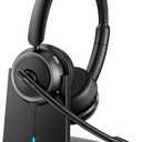 Upgrade ANC & ENC Headset with Microphone for PC, Wireless Headset with Mic for Work(Flip-to-Mute & USB Dongle), Bluetooth 5.4 Noise Cancelling Headphones with Mic for Call Center/Home/Computer/Phones (Black)