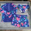 Kiijoy Teen Girls 2-Piece Swimsuit Long Sleeve Rash Guard & Boyshorts Quick Dry Beach Bathing Suit, Sizes 7-8 Years