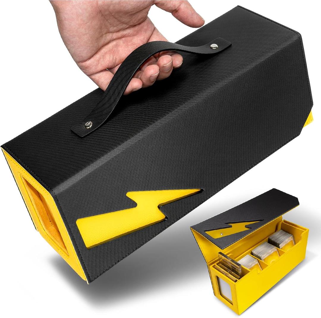 Card Deck Box with Commander Window Display, Portable Hard Plastic Card Case Holds 500+ Double Sleeved Cards, Magnetic TCG Storage Organizer Fits MTG Commander, YuGiOh and Game Cards (Regular size)