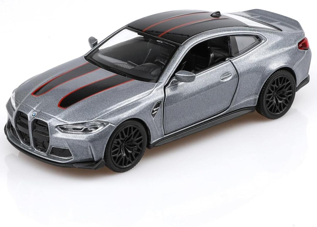 1/36 Scale 2023 BMW M4 Diecast Model Cars, Pull Back Vehicles BMW M4 CSL Toy Cars, Cars Gifts for Boys Girls(Silver)