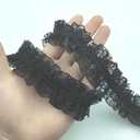 3 Yards Black 2 Layers Pleated Chiffon Elastic Lace Ruffle Trim Chiffon Ribbon Applique Sewing for Wedding Bridal Dress Clothes Decorations Sewing Supplies DIY Craft Handmade 1.5"Inch