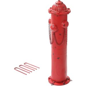 Fire Hydrant for Dogs to Pee On, 24" Metal Dog Fake Fire Hydrant Pee Post Red for Outdoor Training, Pee Pole with Ground Stakes, Fillable Base for Yard, Garden, Patio