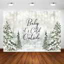 Avezano Baby It's Cold Outside Backdrop Winter Baby Shower Photo Background Props Winter Wonderland Party Decoration Snowflakes Newborn Photo Photo Banner (Blue) (Green, 8x6ft)