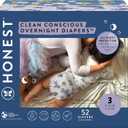 The Honest Company Comfort Dry Disposable Overnight Diapers for Sensitive Skin, Hypoallergenic, Baby Cozy Cloud and Star Signs Design Club Box Size 3 (1628 lbs) 52 Count