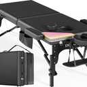 2 Fold Professional Massage Table Portable Hold Up to 800LBS Black