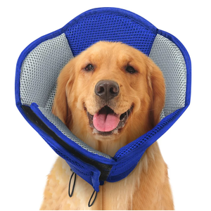 SUNFURA Dog Cone - Soft Cone for Dogs to Stop Licking, Pet E-Collar Alternative After Surgery, Adjustable Pet Recovery Collar for Wound Healing, Blue Large