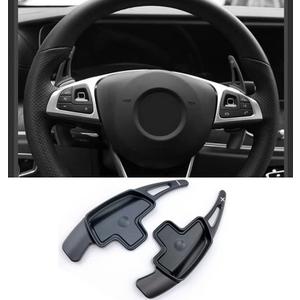 Aluminum-Alloy Steering Wheel Paddle Shifter Extension Compatible with Mercedes Benz A B C CLA CLS E G GL GLA GLC GLE GLS Metris S SL SLC Class (Black)