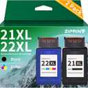 ZIPRINT Remanufactured Ink Cartridge Replacement for HP 21 22 21XL 22XL (C9351AN & C9352AN) for HP Deskjet F4180 F2210 D1560 D1530 D1420 D1520 3915 3930 PSC 1410 Officejet 4315 J3680 Printer, 2-Pack