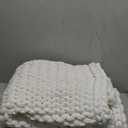 YnM Cooling Chunky Throw Blanket, Medium-Weight, Hand Knitted, Skin Friendly, Ventilated and Breathable, Machine Washable, Home Décor Piece for Couch, Sofa and Bed (White, 40x50 Inch)