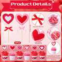 6 Pcs Valentines Day Decorations for Home Artificial Heart Topiary Plant with Pot with Bow and Raffia Valentines Table Centerpiece Felt Heart Decor for Galentines Day Tiered Tray Decor Gift