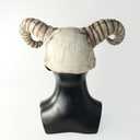 Kuberas Demon Skull Mask Devil Antelope Sheep Horn Full Head Mask Animal Skull Mask Ram Horns Scary Halloween Mask for Adult (One Size)