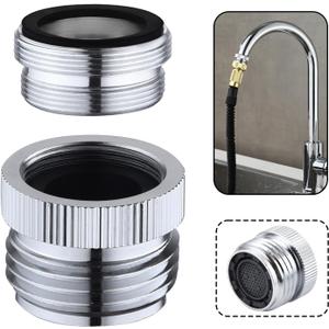 Ceaeso Faucet To Garden Hose Adapter With Aerator,Sink Faucet To Garden Hose Adapter For Bathroom/Kitchen,3/4" GHT Thread Chrome Finished