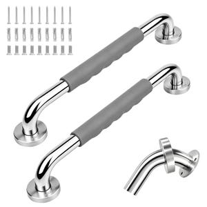 MrHAND Shower Grab bar for Senior with Knurled Satin Finish, 2 Pack 24 inch | SUS 304 Stainless Steel, ADA Compliant, Easy to Clean & Easy Installation, Handicap Grab Bars, Anti-slip Shower Handles