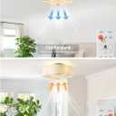 Boho Ceiling Fans with Lights, 20" Low Profile Ceiling Fan with Light Remote Control, Bladeless Flush Mount with 6 Speeds for Bedroom, Nursery, Living Room.