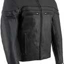 Milwaukee Leather SH1408 Men's Sporty Crossover Vented Black Motorcycle Leather Scooter Jacket, XL