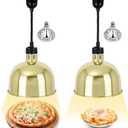 Nuanchu 2 Pack Hanging Food Heat Lamp Retractable with 250w Heating Bulb Commercial Infrared Food Service Warmer Fry Heating Light for Buffet Restaurant Kitchen Use (Gold,Dia 29cm)