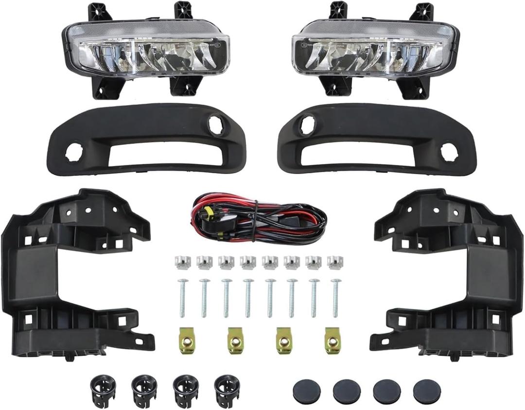 Fog Light Assembly Compatible with 2019 2020 Ram 1500 Tradesman/Big Horn/Laramie/Limited Longhorn/Limited models Front Fog Lamp w/Bracket+Wirings Kit CH2592158 CH2593158