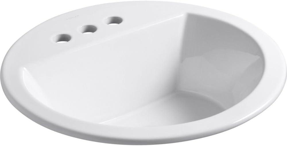 KOHLER K-2714-4-58 Bryant Round Drop-In Bathroom Sink with Centerset Faucet Holes, 4", Thunder Grey