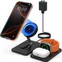 Charging Station Magnetic for iPhone Mag-Safe: JoyGeek 3 in 1 Foldable Wireless Charger for iPhone 17-12 Pro Max Plus, Travel Charger for AirPods, A-pple Watch 11-2 Series