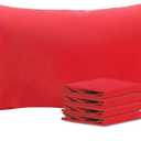 NTBAY Queen Pillowcase Set - 4 Pack Brushed Microfiber 20x30 Pillowcases - Soft, Wrinkle-Free, Fade-Resistant, Stain-Resistant, Red Pillowcases with Envelope Closure - 20x30 Inches, Red