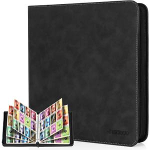 JoyHood Trading Card Binder, Sport Card Collection Binder compatible with TCG/PM/MTG/OPCG/YGO Cards, Card Album Holder Hold Up to 960 Cards (Dark, 12 Pockets)