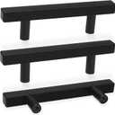 30 Pack Square Cabinet Handles Matte Black Drawer Pulls 5" Length, 3" Hole Center Kitchen Handles for Cabinets Pulls, Stainless Steel Cabinet Hardware for Bedroom Bathroom Office