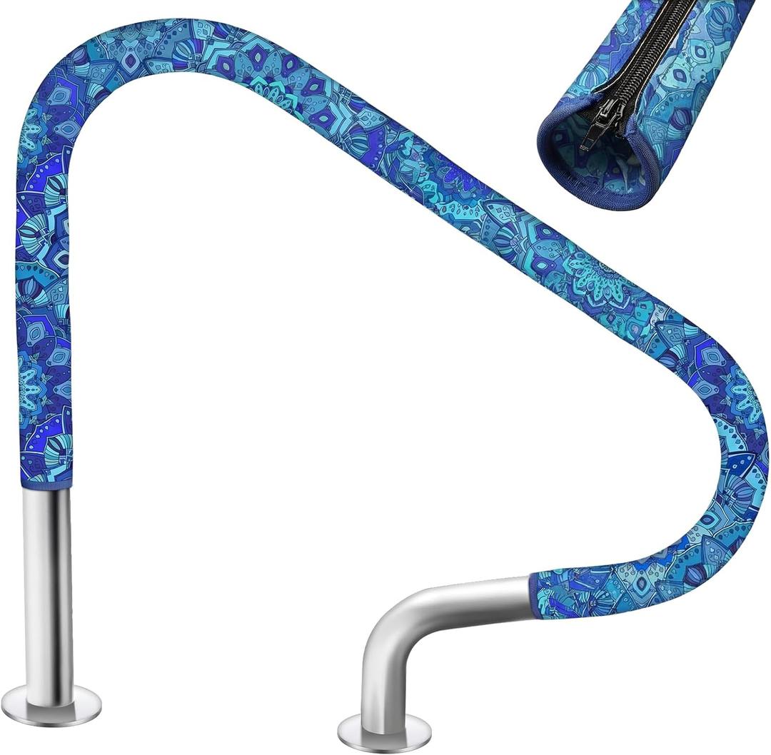 Junkin Pool Handrail Cover 6 ft Swimming Pool Ladder Hand Rail Cover with Zippers Slip Resistant Railing Mandala Rail Grip for Inground Pools Swimming Hand Railing